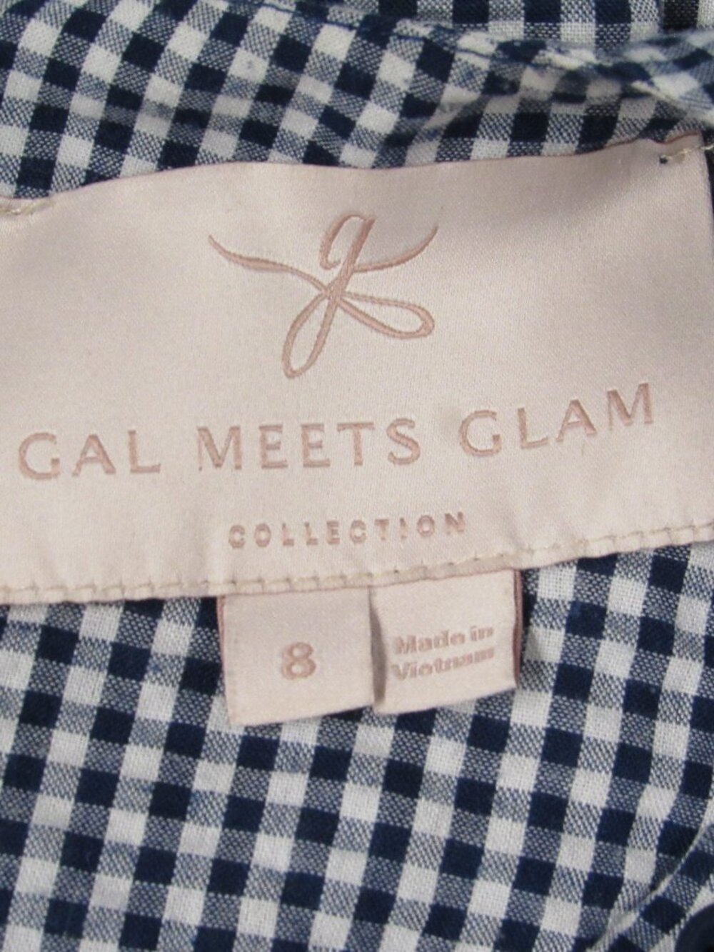 GAL MEETS GLAM Ardith Blue Gingham Seersucker Fit & Flare Midi Dress sz 8 - Picture 4 of 6